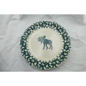 Tienshan Folkcraft Moose Country Dinner Plate 7.5" Cream Green Wildlife I2